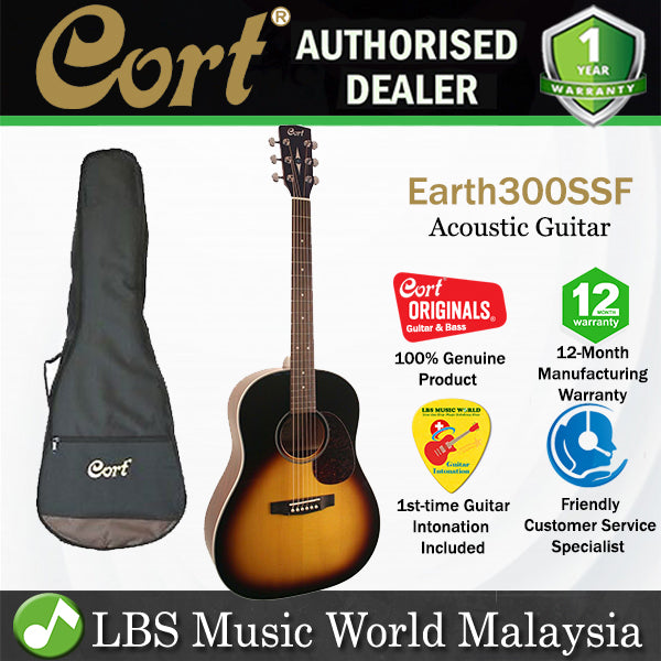 Cort Earth300SSF Dreadnought solid Adirondack spruce Top Acoustic Guitar with Pickup (Earth 300SSF)