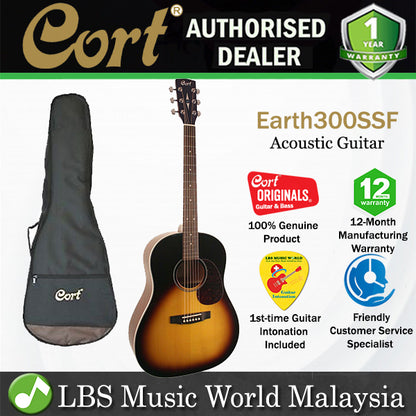 Cort Earth300SSF Dreadnought solid Adirondack spruce Top Acoustic Guitar with Pickup (Earth 300SSF)