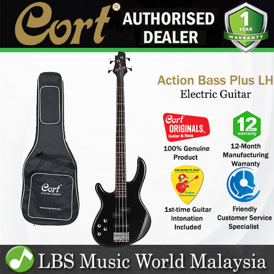 Cort Action Bass Plus LH 4 String Double Cutaway Bolt On Poplar Left Handed Electric Bass Guitar
