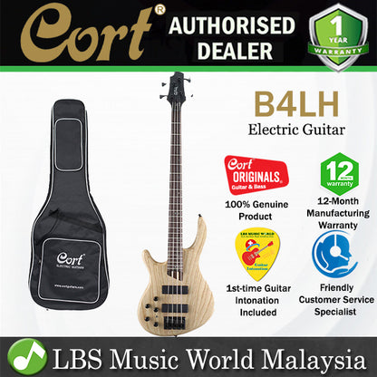 Cort B4LH  4 Strings Double Cutaway Bolt On Swamp Ash Mahogany Left Handed Electric Bass Guitar (B4 LH)
