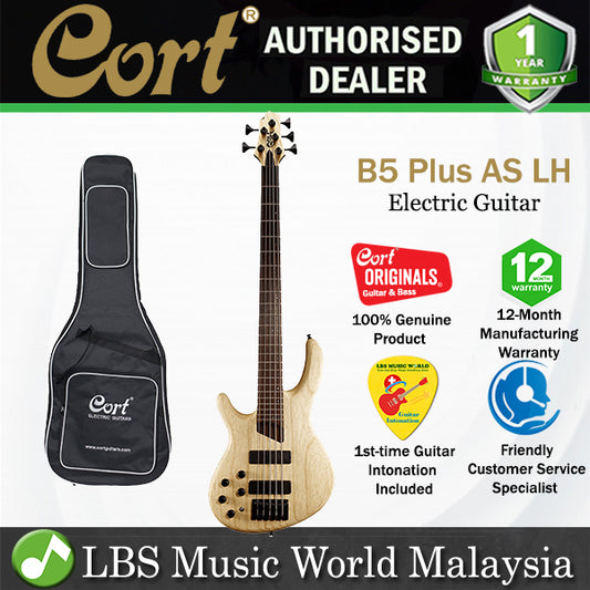 Cort B5 Plus AS LH 5 Strings Double Cutaway Bolt On Swamp Ash Left Handed Electric Bass Guitar
