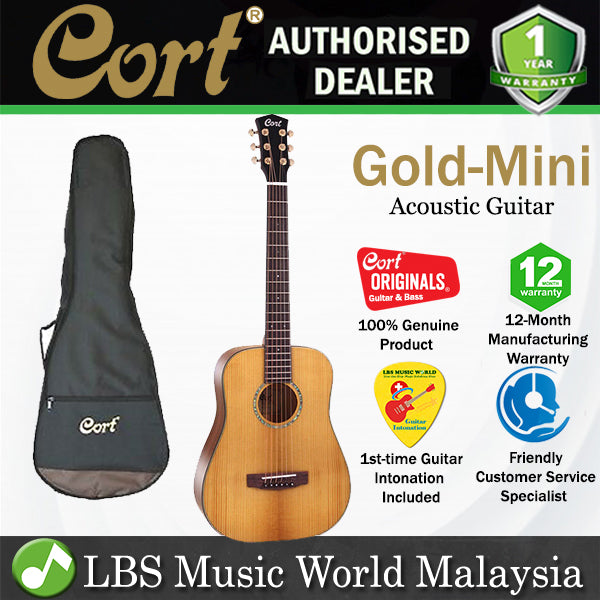 Cort Gold-Mini 3/4 Dreadnought Torrefied Solid Adirondack Spruce Acoustic Guitar with Bag (GoldMini Gold Mini)