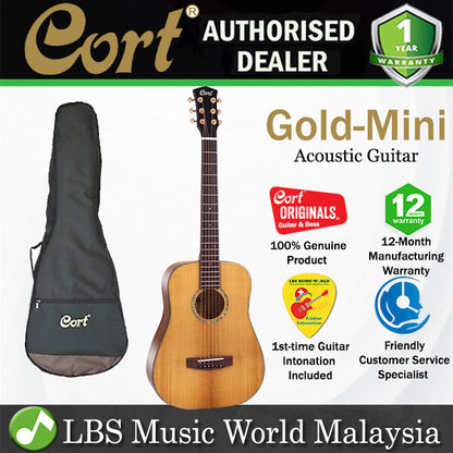 Cort Gold-Mini 3/4 Dreadnought Torrefied Solid Adirondack Spruce Acoustic Guitar with Bag (GoldMini Gold Mini)
