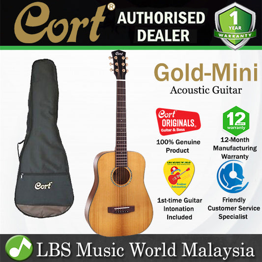 Cort Gold-Mini 3/4 Dreadnought Torrefied Solid Adirondack Spruce Acoustic Guitar with Bag (GoldMini Gold Mini)