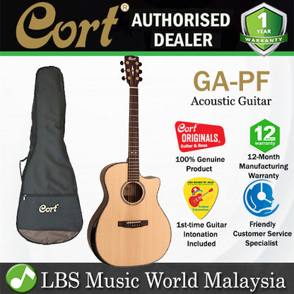 Cort:GA-PF Bevel Grand Auditorium Solid Sitka Spruce Top Acoustic Guitar with Bag (GAPFBevel GA PF Bevel)