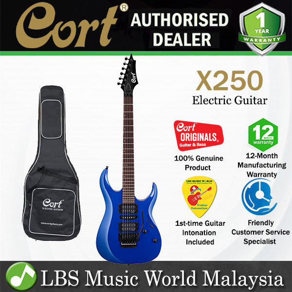 Cort X250 Double Cutaway Bolt On Meranti HSH Pickup Kona Blue Electric Guitar (X 250)