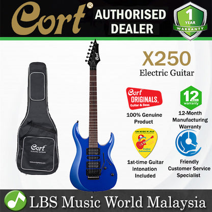 Cort X250 Double Cutaway Bolt On Meranti HSH Pickup Kona Blue Electric Guitar (X 250)