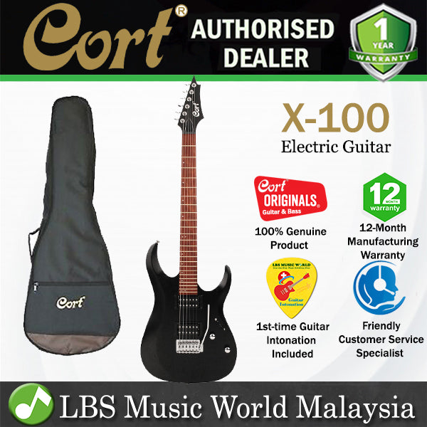 Cort X100 Powersound Humbucker Pickup Die Cast Electric Guitar Open Pore Black (X 100)