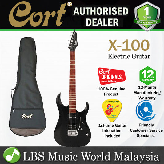 Cort X100 Powersound Humbucker Pickup Die Cast Electric Guitar Open Pore Black (X 100)
