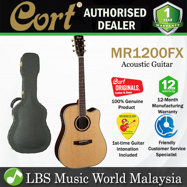 Cort MR1200FX Dreadnought Solid Bearclaw Spruce Top Acoustic Guitar with Case (MR1200 FX)