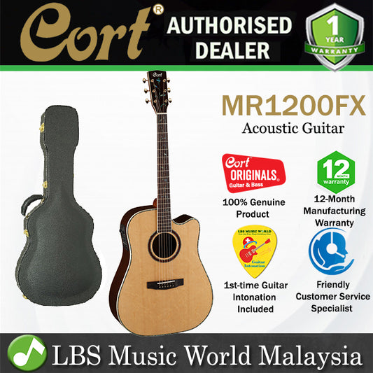 Cort MR1200FX Dreadnought Solid Bearclaw Spruce Top Acoustic Guitar with Case (MR1200 FX)