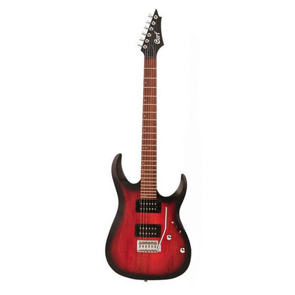 Cort X100 Powersound Humbucker Pickup Die Cast Electric Guitar Open Pore Black Cherry Burst (X 100)