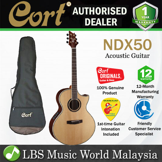 Cort NDX50 NDX Body Solid Sitka Spruce Top Acoustic Guitar with Pickup Bag (NDX 50)