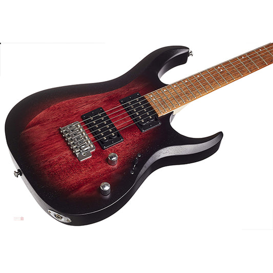 Cort X100 Powersound Humbucker Pickup Die Cast Electric Guitar Open Pore Black Cherry Burst (X 100)