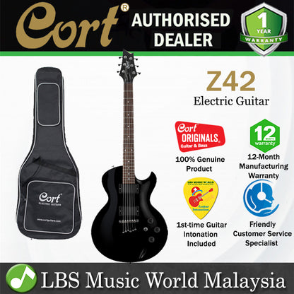 Cort Z42 Cutaway Mahogany Dynamite Active HH Pickup Black Electric Guitar (Z 42)