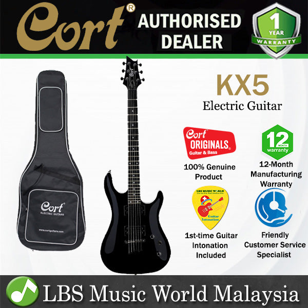 Cort KX5 Double Cutaway Bolt On Basswood HH Pickup Black Metallic Electric Guitar (KX 5)