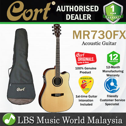 Cort MR730FX Dreadnought Cutaway Solid Sitka Spruce Top Acoustic Guitar with Pickup (MR730 FX)