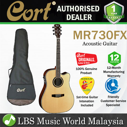 Cort MR730FX Dreadnought Cutaway Solid Sitka Spruce Top Acoustic Guitar with Pickup (MR730 FX)