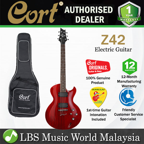 Cort Z42 Cutaway Mahogany Dynamite Active HH Pickup Trans Red Electric Guitar (Z 42)