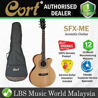 Cort SFX-ME Slim Body Depth Spruce Top Acoustic Guitar with Pickup Open Pore (SFXME SFX ME)
