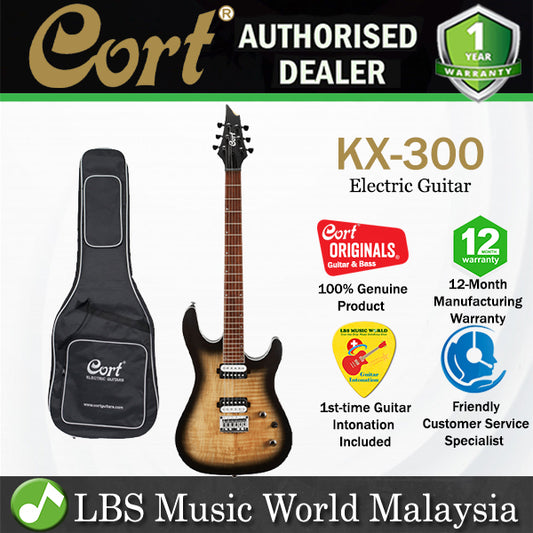 Cort KX300 Double Cutaway Spalted Maple Mahogany HH Pickup Raw Burst Electric Guitar (KX 300)