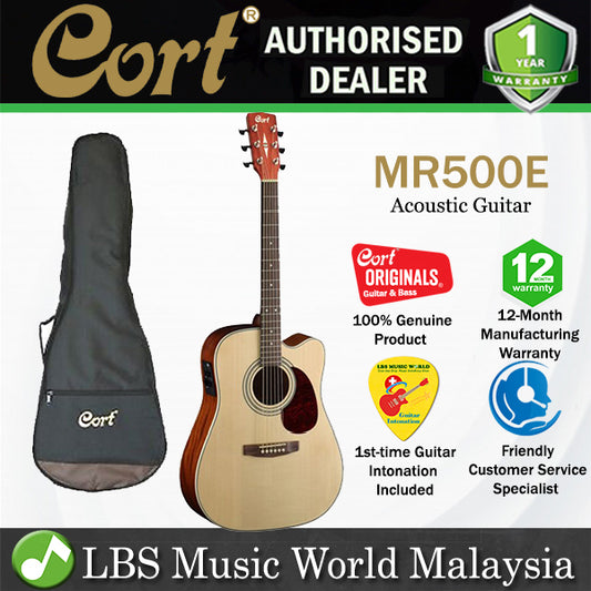 Cort MR500E Dreadnought Cutaway Solid Spruce Top Acoustic Guitar with Pickup (MR 500E)