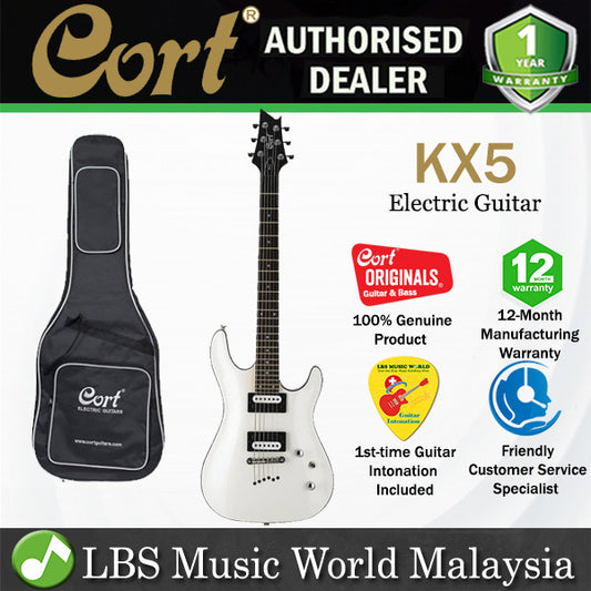 Cort KX5 Double Cutaway Bolt On Basswood HH Pickup White Pearl Electric Guitar (KX 5)