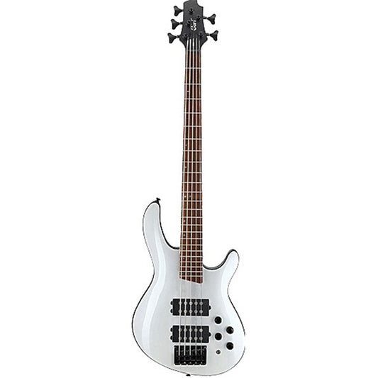 Cort C5H 5 String Double Cutaway Bolt On Mahogany Body White Pearl Electric Bass Guitar (C 5H)
