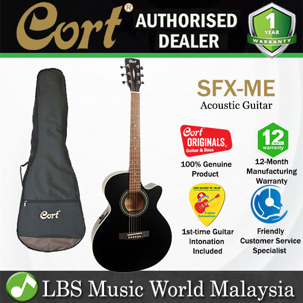 Cort SFX-ME Slim Body Depth Spruce Top Acoustic Guitar with Pickup Black Satin (SFXME SFX ME)