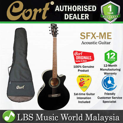 Cort SFX-ME Slim Body Depth Spruce Top Acoustic Guitar with Pickup Black Satin (SFXME SFX ME)