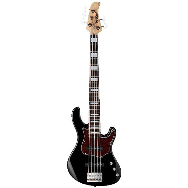 Cort GB35J 5 String Double Cutaway Bolt On Agathis Electric Bass Guitar Black (GB35 J)