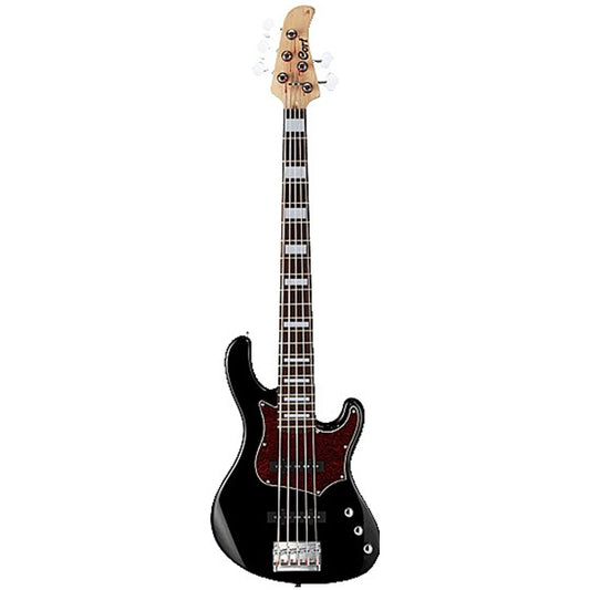 Cort GB35J 5 String Double Cutaway Bolt On Agathis Electric Bass Guitar Black (GB35 J)
