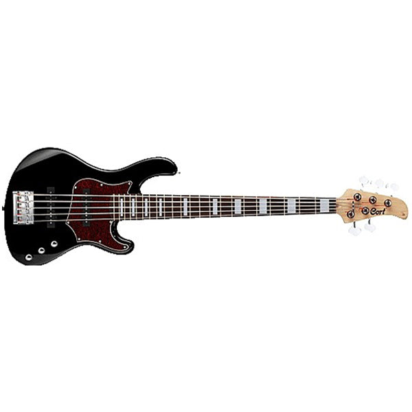 Cort GB35J 5 String Double Cutaway Bolt On Agathis Electric Bass Guitar Black (GB35 J)