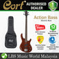 Cort Action Bass 4 String Double Cutaway Bolt On Poplar Walnut Satin Electric Bass Guitar