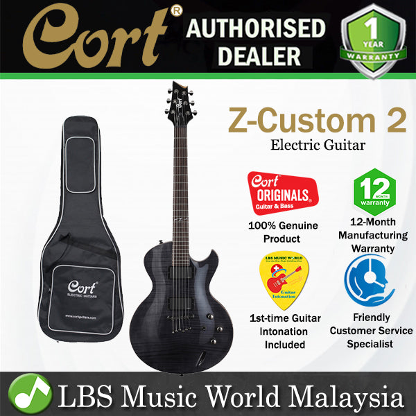[Discontinued] Cort Z-Custom 2 Single Cutaway Cutaway Set In Mahogany HH Pickup Trans Black Electric Guitar