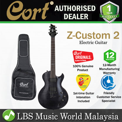 [Discontinued] Cort Z-Custom 2 Single Cutaway Cutaway Set In Mahogany HH Pickup Trans Black Electric Guitar