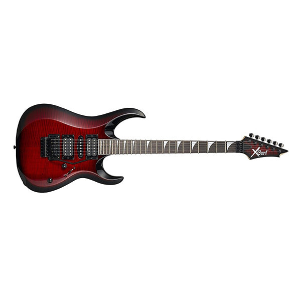 [Discontinued] Cort X-11 Basswood Bolt On Flamed Maple Top HSH Pickup Electric Guitar Black Cherry Sunburst (X11 X 11)