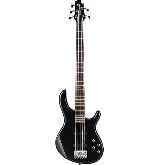 Cort Action Bass V 5 String Double Cutaway Bolt On Agathis Black Electric Bass Guitar