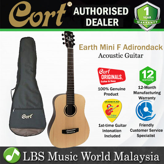 Cort Earth Mini F Adirondack Dreadnought 3/4 Solid Adirondack Spruce Top Acoustic Guitar with Pickup (EarthMiniFAdirondack)
