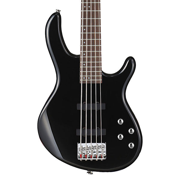 Cort Action Bass V 5 String Double Cutaway Bolt On Agathis Black Electric Bass Guitar