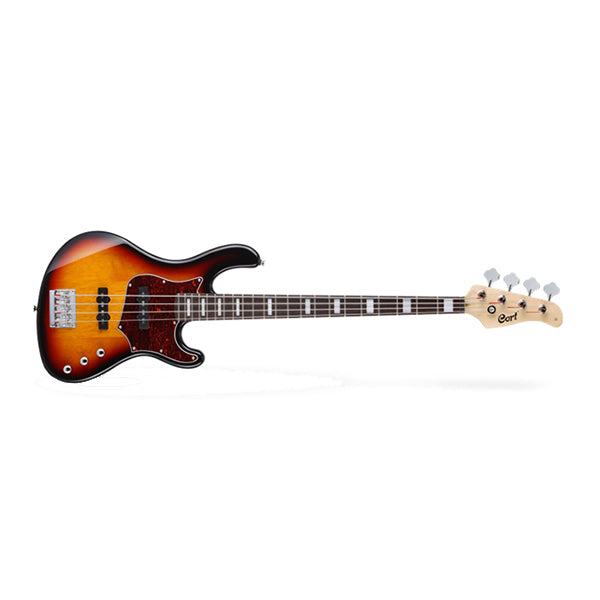 Cort GB34J 4 String Double Cutaway Bolt On Poplar Electric Bass Guitar 3 Tone Sunburst (GB34 J)
