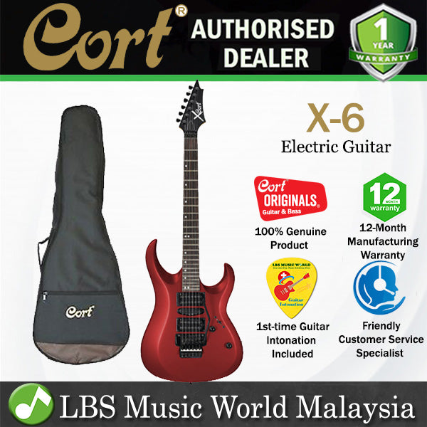 [Discontinued] Cort X-6 Basswood Bolt On HSH Pickup Electric Guitar Red Metallic Satin (X6 X 6)