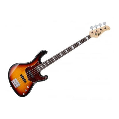 Cort GB34J 4 String Double Cutaway Bolt On Poplar Electric Bass Guitar 3 Tone Sunburst (GB34 J)