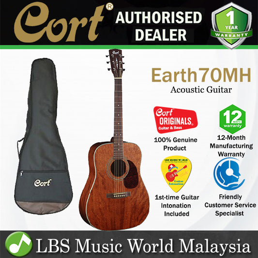 Cort Earth70MH Dreadnought Solid African Mahogany Top Acoustic Guitar (Earth70 MH)