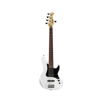 Cort GB55JJ 5 String Double Cutaway Bolt On Alder Electric Bass Guitar Olympic White (GB55 JJ)