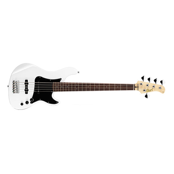 Cort GB55JJ 5 String Double Cutaway Bolt On Alder Electric Bass Guitar Olympic White (GB55 JJ)