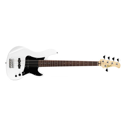 Cort GB55JJ 5 String Double Cutaway Bolt On Alder Electric Bass Guitar Olympic White (GB55 JJ)