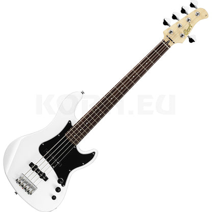 Cort GB55JJ 5 String Double Cutaway Bolt On Alder Electric Bass Guitar Olympic White (GB55 JJ)