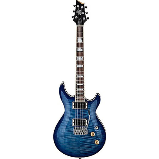 Cort M600 T Double Cutaway Set In Mahogany with Flamed Maple Top Bright Blue Electric Guitar (M600T)