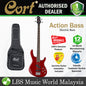 Cort Action Bass 4 String Double Cutaway Bolt On Poplar Red Electric Bass Guitar